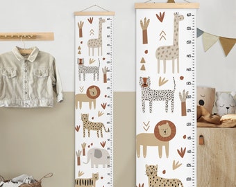 Safari Growth Chart, Jungle Growth Chart, Canvas Height Chart, jungle animals height chart, Safari Decor, Safari Growth Chart, KidsDecor