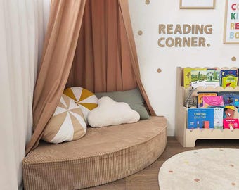 Corner sofa BROWN Corduroy, kids corner couch, sitting corner foam sofa, corner seat, corner couch for kids, reading corner, book nook sofa