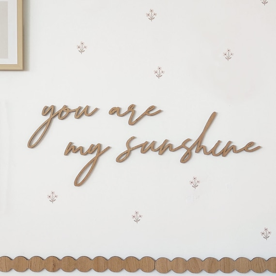 Targa In Legno 'You Are My Sunshine' Per Cameretta Bambini - Decorazione Motivazionale Da Parete, 20x26 Cm, Regalo Nascita
