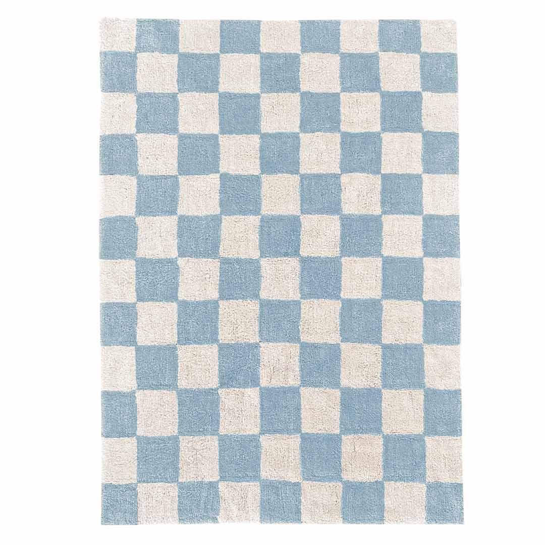 BLUE Chess Natural With Cream Rug , Cotton Rug, Rug for Kids Room ...
