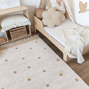 Natural cream dots rug , cotton rug, rug for kids room, cream carpet, decor,  room accessories, nursery rug, cotton carpet