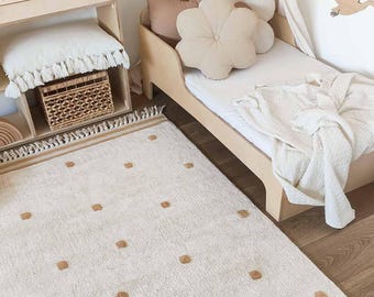 Natural cream dots rug , cotton rug, rug for kids room, cream carpet, decor,  room accessories, nursery rug, cotton carpet