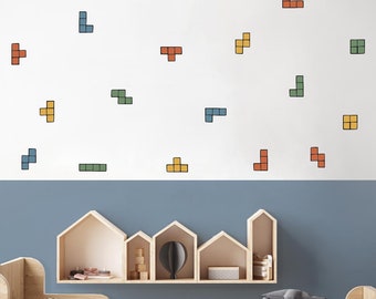 Gaming wall decals - colorful shapes decals, Kids Room Decal, Reusable and Removable Wall Stickers, kids playroom wall stickers