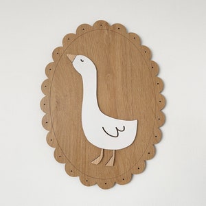 Ganzenmuurdecoratie, gansmuur hangen, houten ganskunst aan de muur voor kinderkamer, vintage stijl kinderkamer, houten bord voor kinderen, gansdecor