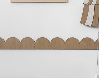 Scalloped Wall Molding wood, wooden wall cornice, chair rail molding shaped scallop, shaped moulding for kids room, scalloped cornice