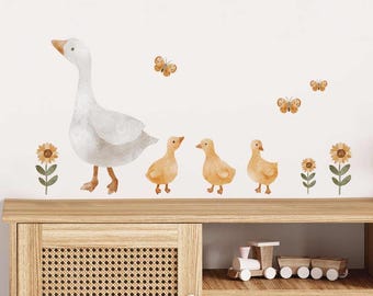 Große Gans Wandaufkleber, entfernbare Aufkleber, Entenaufkleber, Kinderzimmerdeko, Aquarell Aufkleber, Entenaufkleber