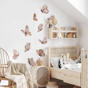 Butterflies wall decals, fabric wall stickes, reusable repositionable fabric wall decals, kids wall decals