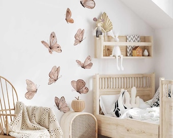 Butterflies wall decals, fabric wall stickes, reusable repositionable fabric wall decals, kids wall decals