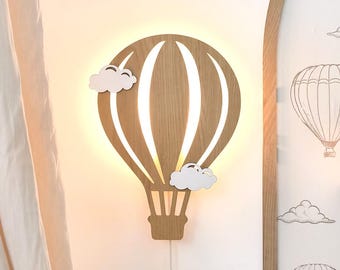 Hot Air Balloon night lamp with clouds for kids , wooden night lamp,  kids Night Light, Kids Lamp, nursery decor, hot ire balloon decor