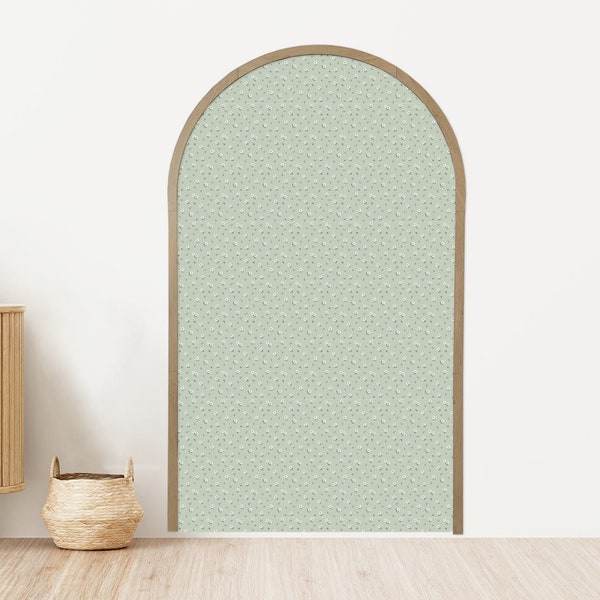 Vinilo decorativo con arco de flores pequeñas + marco de madera 90 x 150 cm