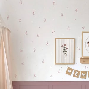 Adesivi murali foglie, adesivi murali fiori, adesivi murali in tessuto con foglie e fiori, adesivi per cameretta, adesivi murali per cameretta bambina, decorazioni per cameretta bambina