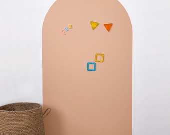 Magnetic wall decal arch shape in PEACH, Magnetic decal Removable for kids, magic wall to play with magnets