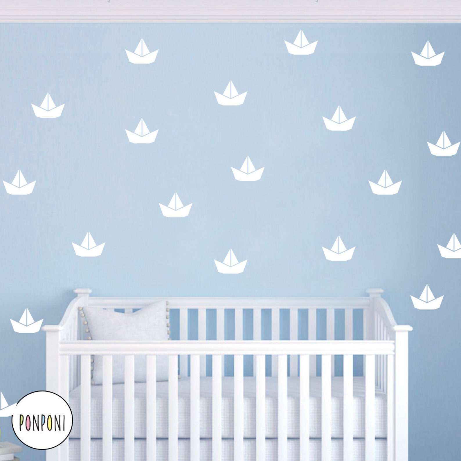Paper Boat Wall Decals Nautical Wall Decals Sailboat Decals Etsy