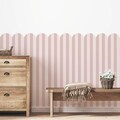 Scalloped Wallpaper stripes pink, peel and stick wallpapaer, vintage style wallpaper, nursery decor, product logo