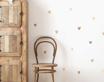 Heart Wall Decals, boho hearts wall stickers, removable reusable fabric wall decals, kids wall stickers, peel and stick wall decals