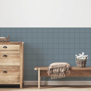 Wallpaper grid, peel and stick wallpapaer, fabric removable wallpaper grid, squared half wall wallpaper, kids wallpaper, kids room decor