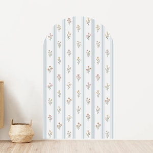 Gestreifter Blumenbogen Aufkleber, Wandaufkleber für Kinderzimmer, abnehmbare Wandsticker, florale Tapete, Bogenförmiger Aufkleber