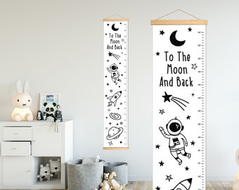 Growth Chart Space - Canvas Growth Chart outerspace, Personalized Growth Chart, boy growth char, height chart, rocket stars growth ruler