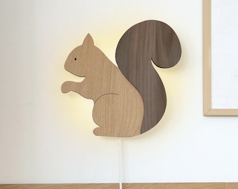 Squirrel night lamp kids, wooden night lamp, woodland theme decor, kids Night Light, kids Birthday Gift, Kids Lamp, nursery decor