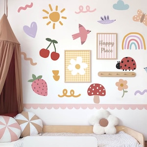 Big Doodle wall decals, Pop colorful wall stickers, Fabric wall stickes, kids drawings wall decals, kids wall decals, nursery decor