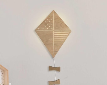 Vlieger nachtlampje kinderen, houten nachtlampje, boho-thema decor, kindernachtlampje, kinderverjaardagscadeau, kinderlamp, kinderkamerinrichting