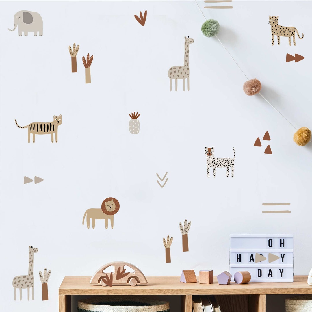 Jungle Wall Decals - Safari Nursery Decor, Kids Room Decal, Reusable ...