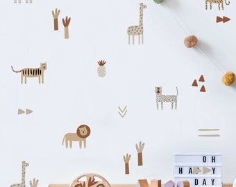 Jungle Wall Decals - Safari Nursery Decor, Kids Room Decal, Reusable and Removable Wall Stickers, kids animals wall stickes
