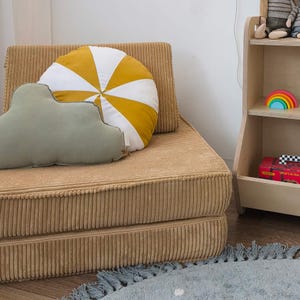 Modular sofa Brown 80X80 individual with back, kids sofa, kids play couch, Coduroy kids sofa, play sofa, kids couch, Ponponi sofa