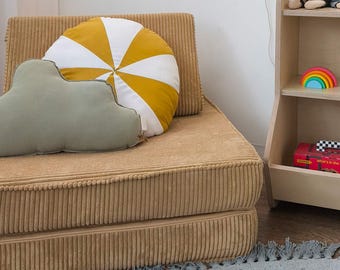 Modular sofa Brown 80X80 individual with back, kids sofa, kids play couch, Coduroy kids sofa, play sofa, kids couch, Ponponi sofa