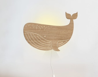 Whale lamp kids, wooden night lamp, Sea Life theme decor, kids Night Light, kids Birthday, Sea life Kids Lamp, nursery decor whale light