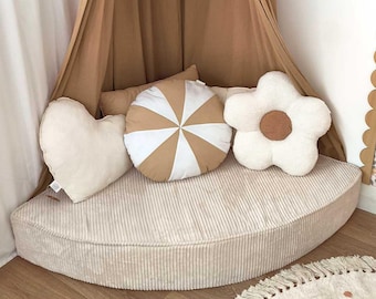 Corner sofa corduroy CREAM, kids corner couch, sitting corner foam sofa, corner seat, corner couch, reading corner, Reading nook sofa