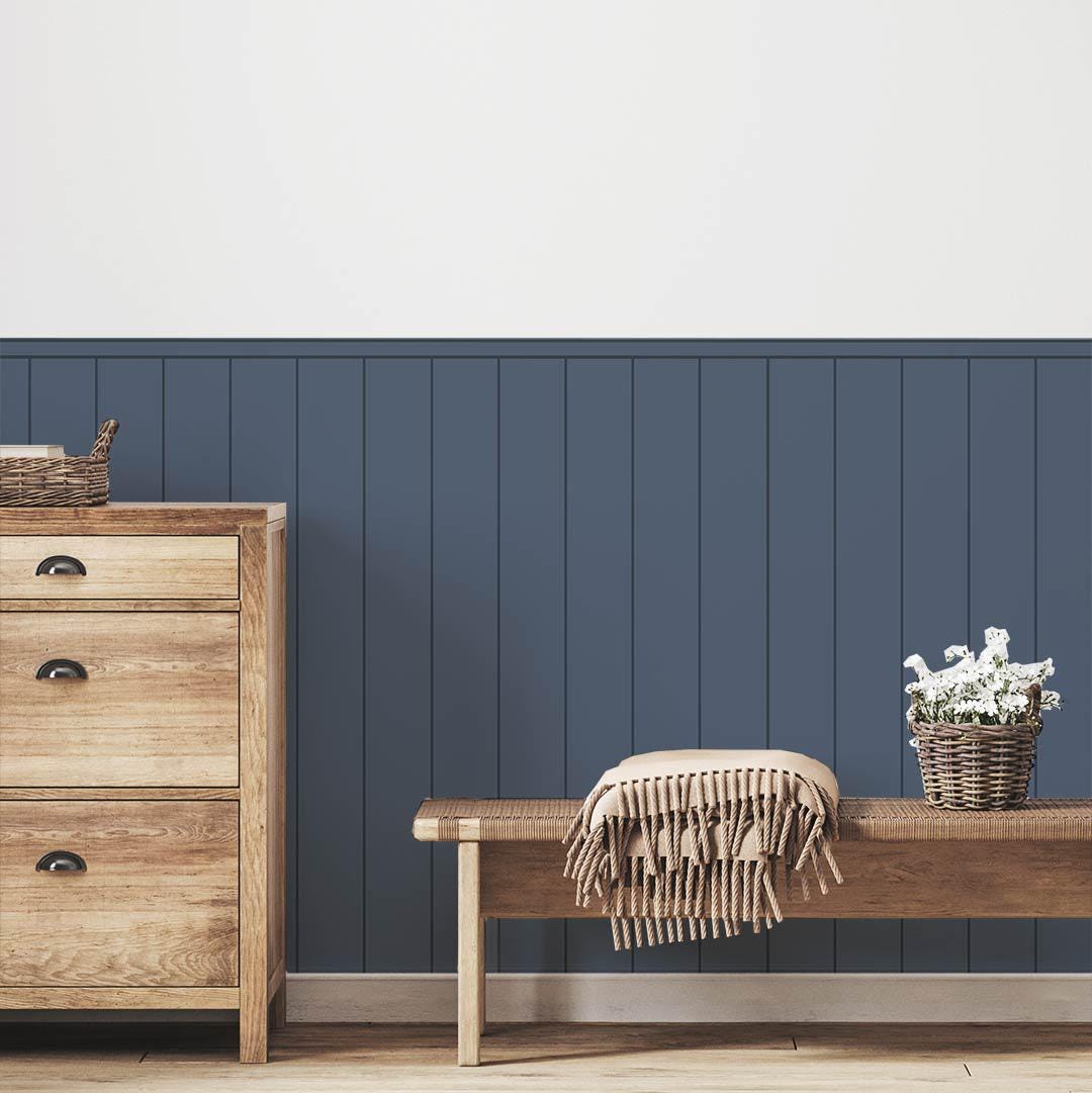 Wallpaper stripes lines blue, peel and stick wallpapaer, fabric removable wallpaper wainscoting style, wooden panel wallpaper for kids room