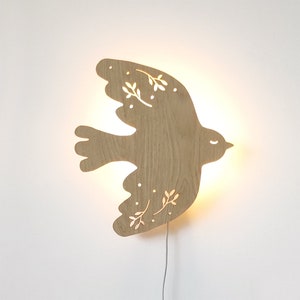 Peace Bird night lamp kids, wooden night lamp, Boho theme decor, kids Night Light, kids Birthday Gift, Kids Lamp, nursery decor
