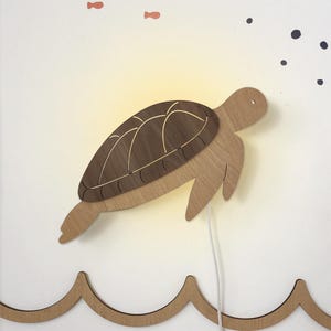 Sea Turtle night light, turtle night lamp, kids night lamp, nursery lightning, wooden night lamp, under the sea decor, ocean night lamp
