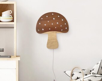 Mushroom night lamp kids, wooden night lamp, Boho theme decor, kids Night Light, kids Birthday Gift, Kids Lamp, Nursery decor