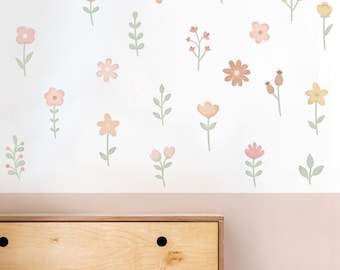 Watercolor flowers decals, flowers wall stickers, removable decals, kids wall stickers, Floral wall decals, nursery decor, flowers stickers