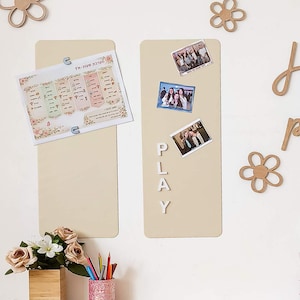 Lingettes murales magnétiques pour chambre d'enfant BEIGE | Sticker mural magnétique réutilisable | Tableau d'apprentissage Montessori | Organiseur mural magnétique | Lot de 2