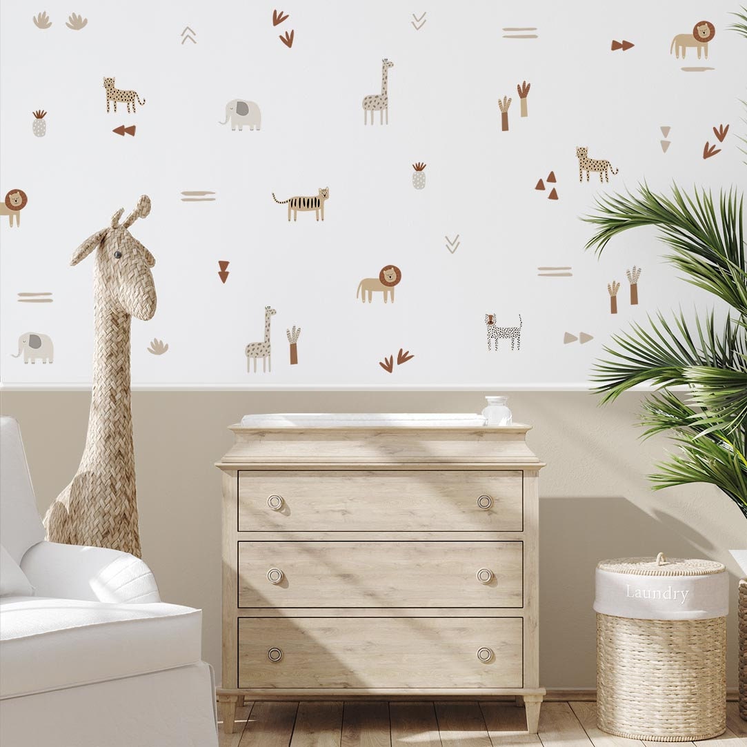 Jungle Wall Decals - Safari Nursery Decor, Kids Room Decal, Reusable ...