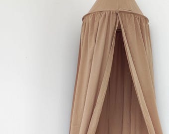 Baldacchino marrone chiaro, Baldacchino per letto, Baldacchino per neonati, Baldacchino per bambini, Tenda per letto, Baldacchino per cameretta, Baldacchino per culla 100% cotone