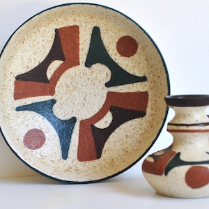 1960s LAPID Pottery Israel Modernist Bowl & Candle Holder | Signed | MCM Ceramics | Retro Pottery | Mid Century Ceramics