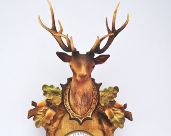 Vintage Kitsch Deer Head Barometer | 1960s era | Made in France | Plastic | Kitschy| Antlers | Rustic Home Decor