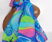 Fabulous 1960s Pyschadelic Scarf Mod Vintage Nylon Bright Colours Groovy