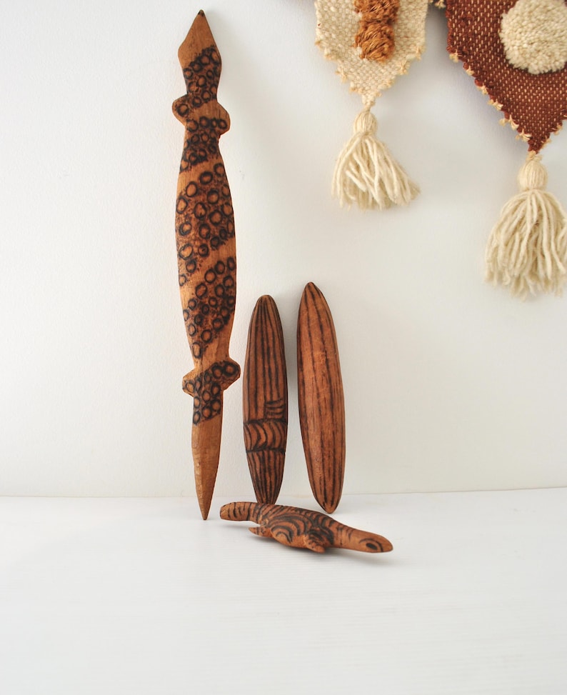 Aboriginal Handcrafted Wooden Objects X 4 | Clapping Sticks | Spear ...