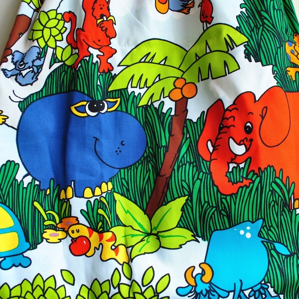1980's David Crowther SAFARI Fabric | Colourful | Vintage | Cotton | Animals | Kids | 118cm x 93cm