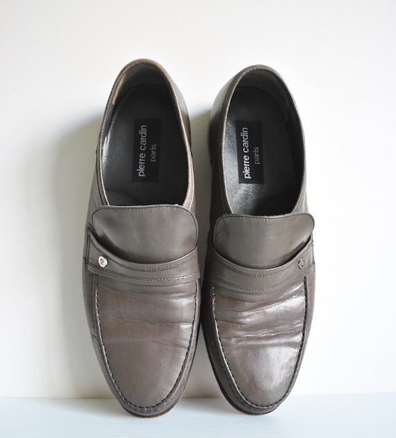 Vintage 1970s PIERRE CARDIN Grey Leather Loafers … - image 2