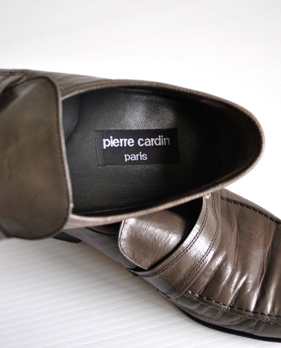 Vintage 1970s PIERRE CARDIN Grey Leather Loafers … - image 5