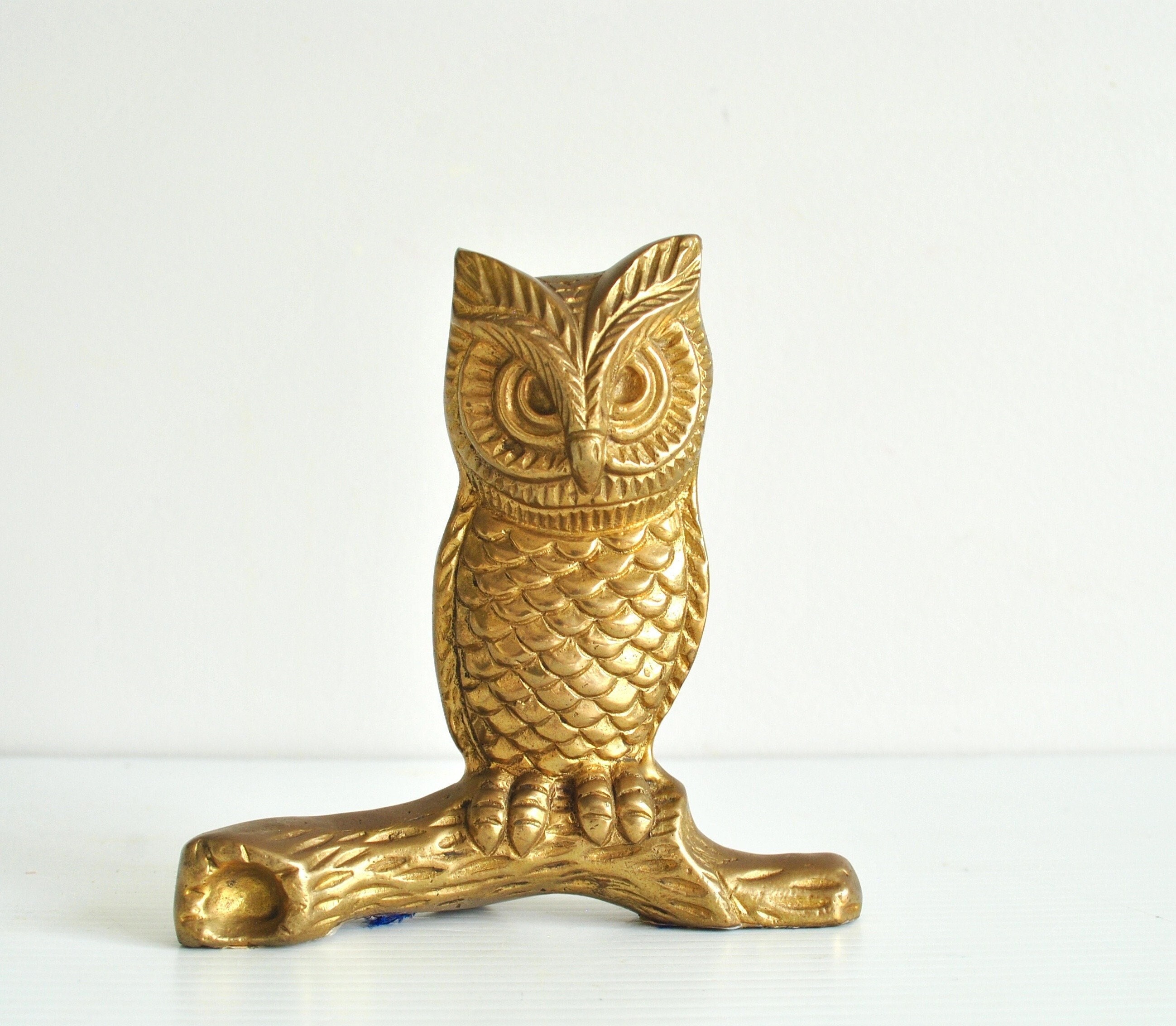 Vintage Brass Owl Figurine | Paperweight | Eclectic Home Decor | Brass Owl Figurines