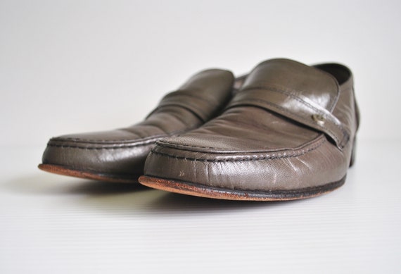 Vintage 1970s PIERRE CARDIN Grey Leather Loafers … - image 4