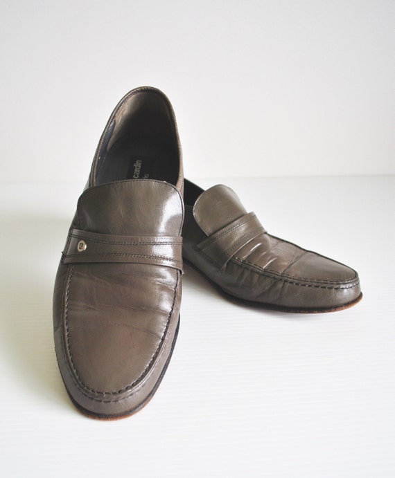 Vintage 1970s PIERRE CARDIN Grey Leather Loafers … - image 3