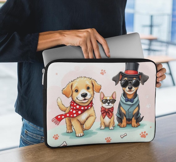 Charming Cartoon Dog Laptop Sleeve – Cute Golden Retriever, Corgi
